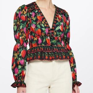 Farm Rio Strawberry Peplum Top